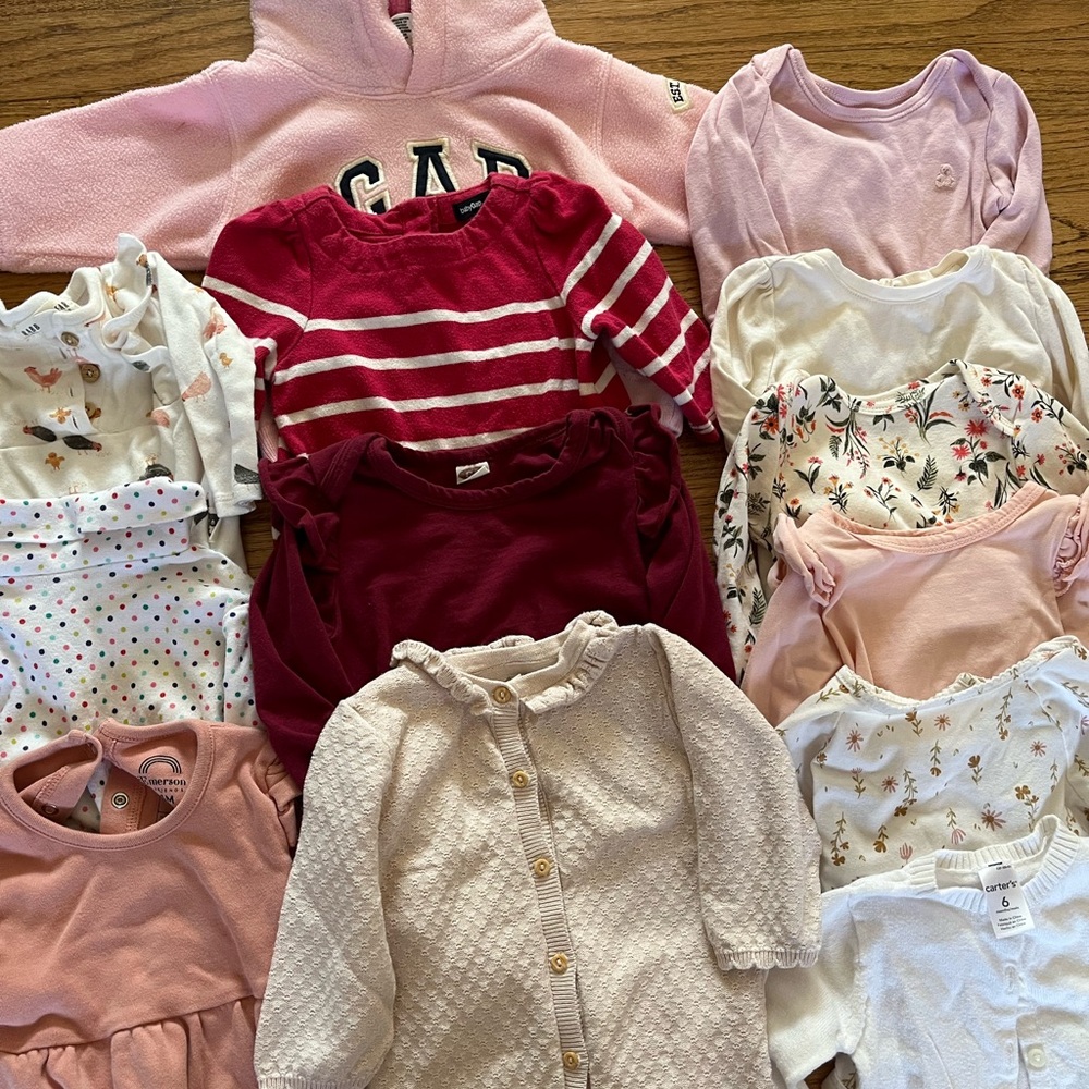 14 pc lot of baby girls long sleeve clothes size 3-6 months